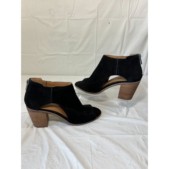 Lucky Brand Keight Suede Peep Toe Ankle Bootie Size 8.5 M - Picture 12 of 12